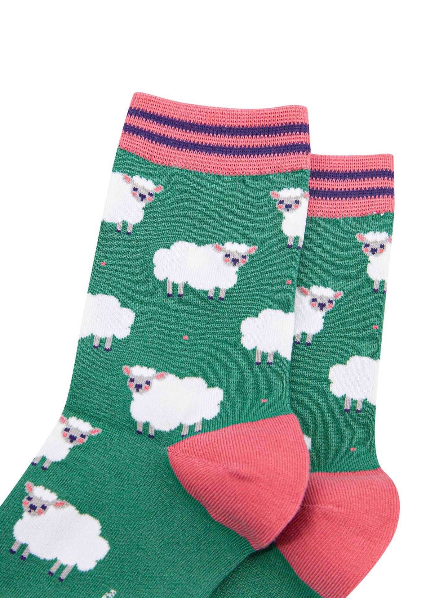 close up of the sheep print on the bamboo ankle socks