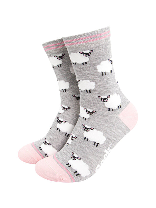 Sheep-Bamboo-Socks-in-Grey-Marl-On-Foot-Mannequin