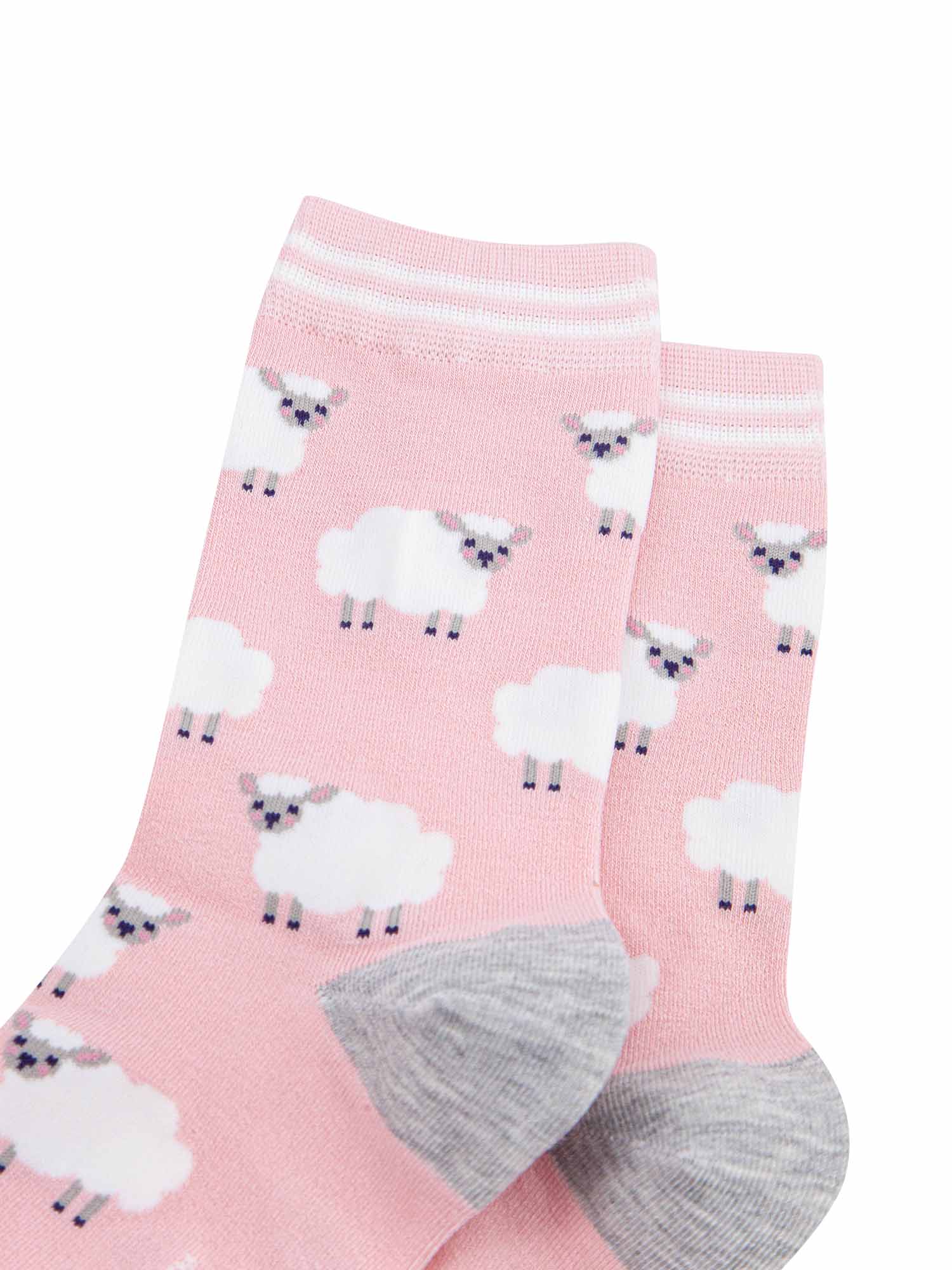 womens-bamboo-socks-light-pink-grey-marl-sheep-close-up