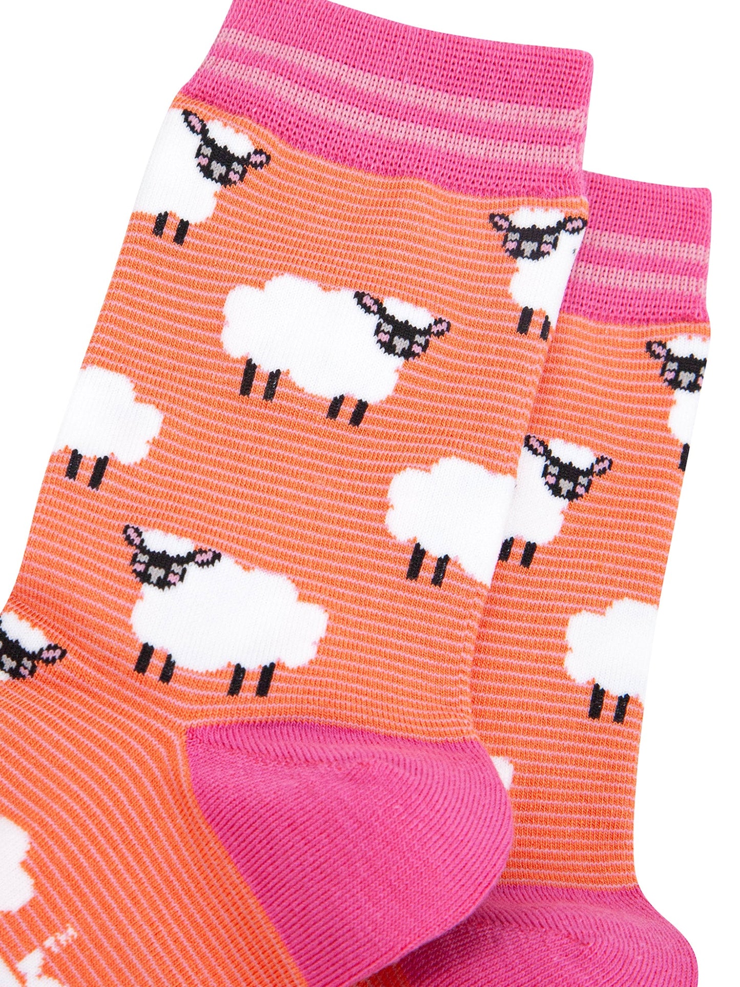 Sheep-Bamboo-Socks-in-Orange-Close-Up