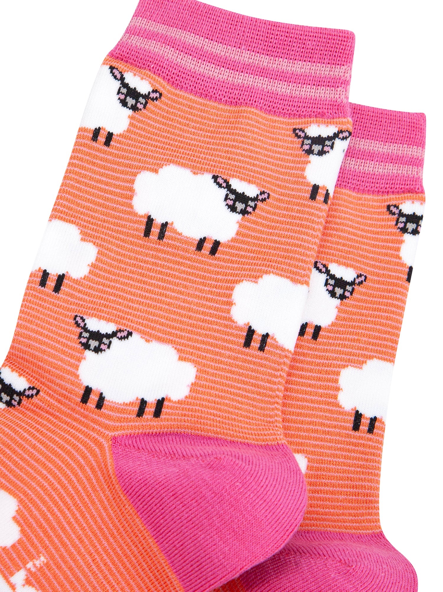 Sheep-Bamboo-Socks-in-Orange-Close-Up