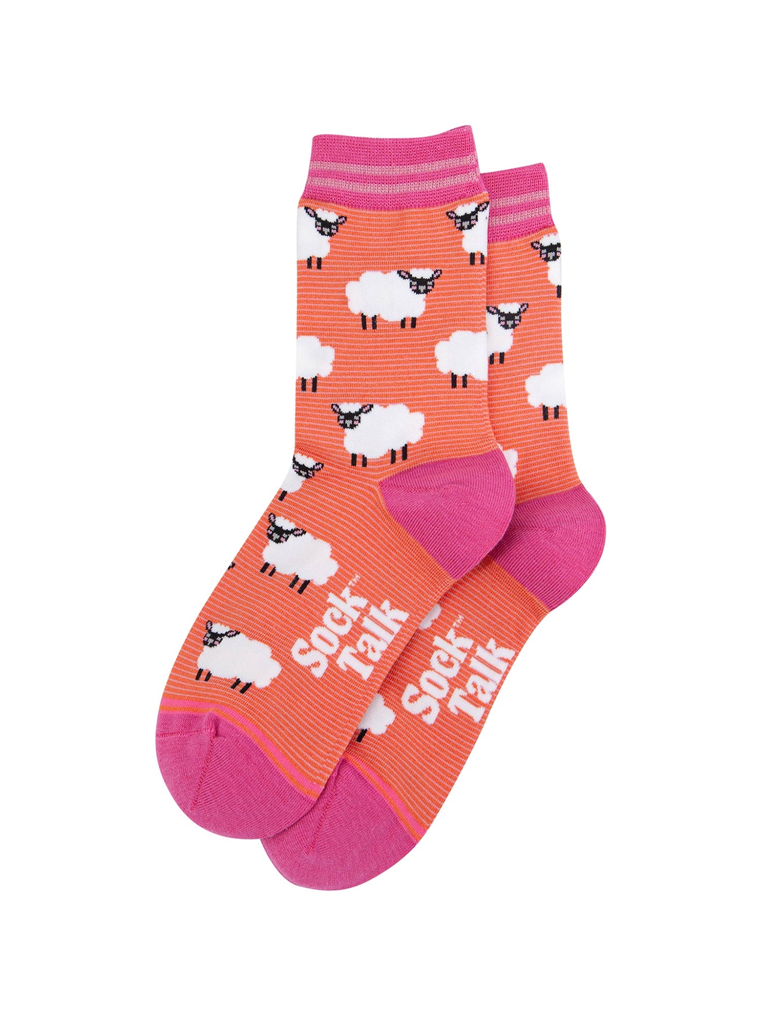 Sheep-Bamboo-Socks-in-Orange-Laid-Flat