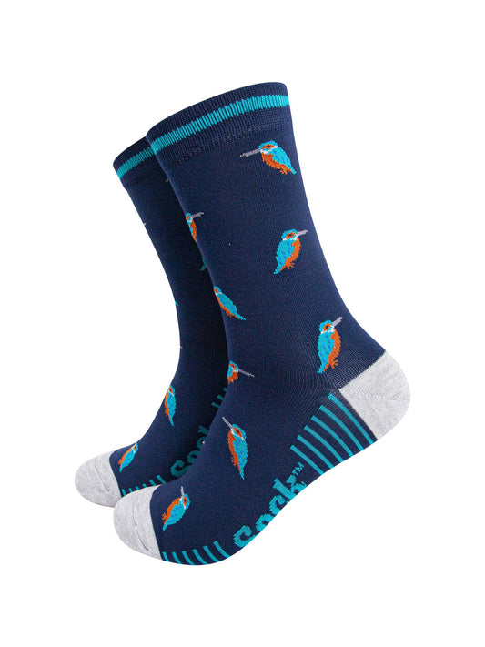 mens-bamboo-socks-navy-blue-light-grey-kingfishers-birds