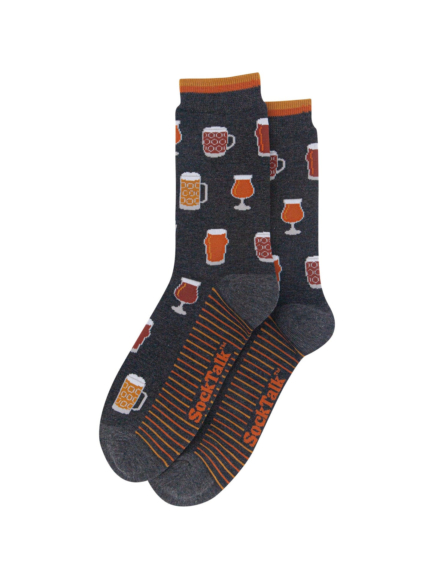 Pints-of-Beer-Men's-Bamboo-Socks-in-Dark-Grey-Marl-Laid-Flat