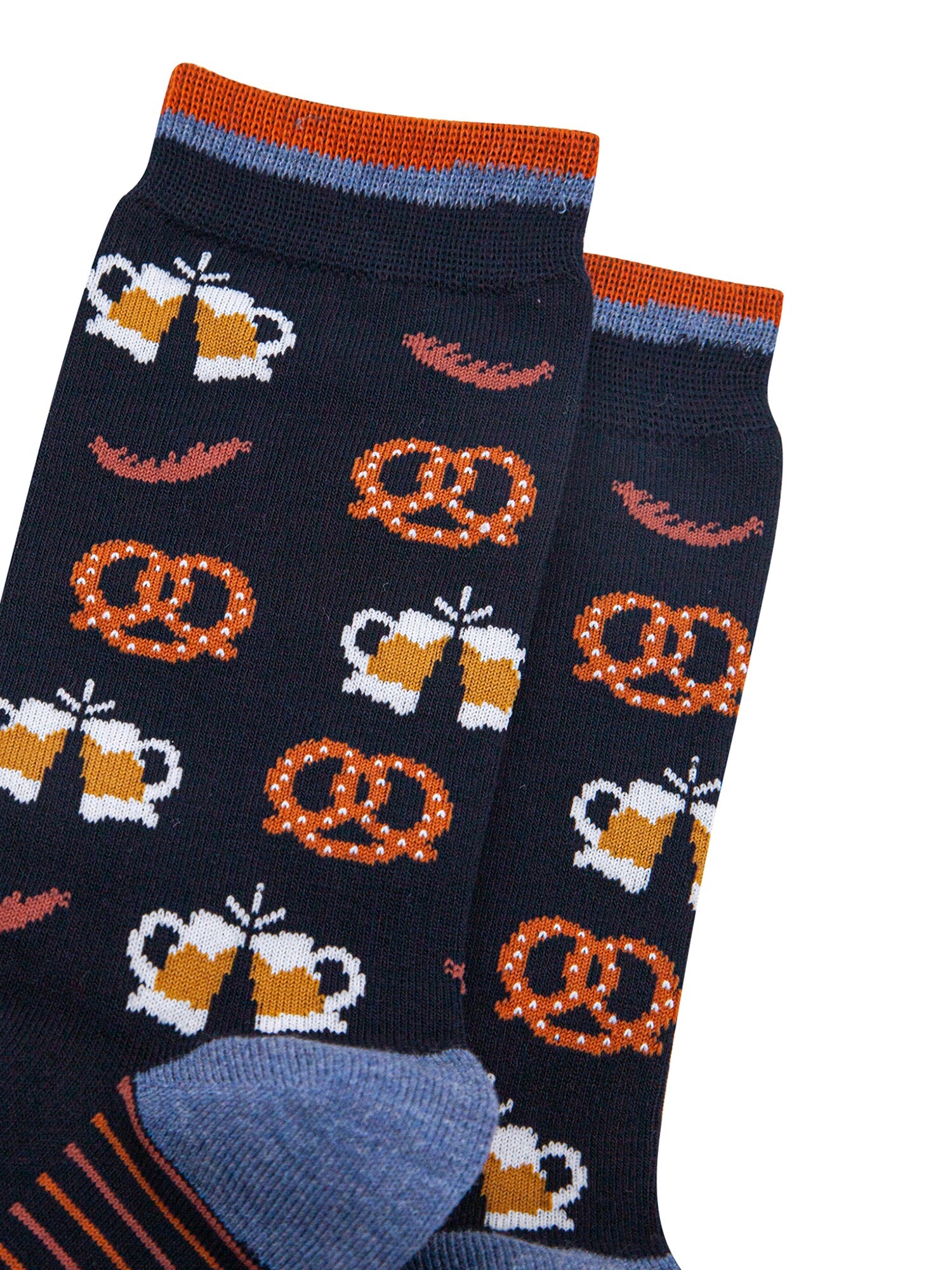 Oktoberfest-Beers-Bamboo-Socks-in-Navy-Blue-Closeup