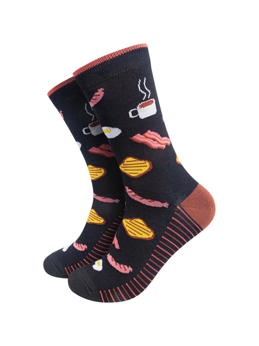 Big-Breakfast-Men's-Bamboo-Socks-in-Black-On-Mannequin