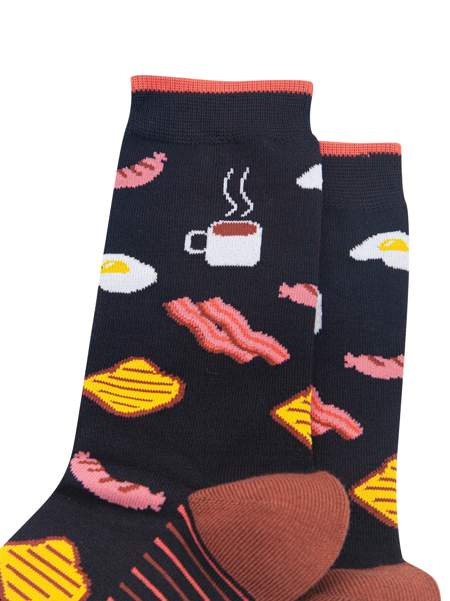 Big-Breakfast-Men's-Bamboo-Socks-in-Black-Close-Up
