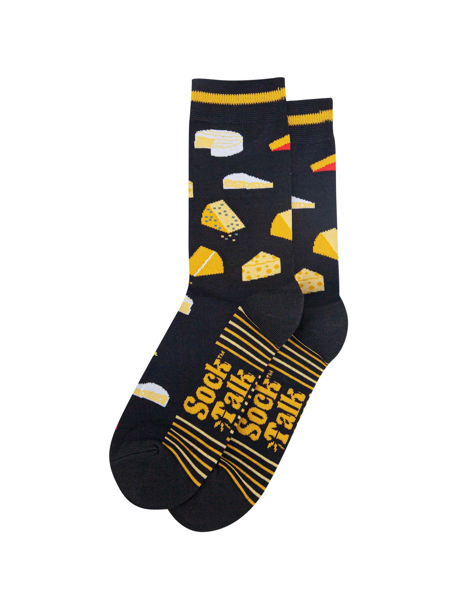 mens-bamboo-socks-black-cheese-laying-flat