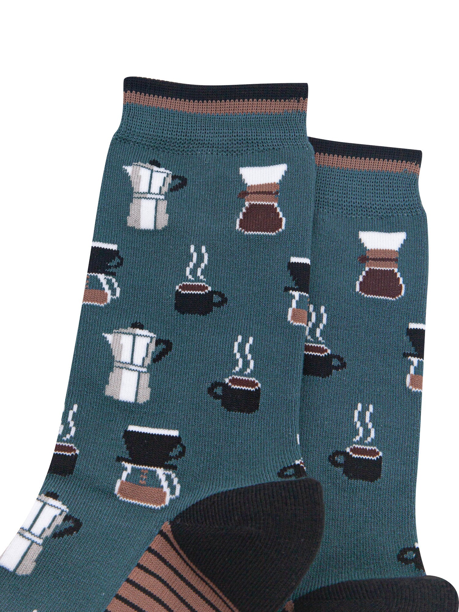Barista-Coffee-Men's-Bamboo-Socks-in-Teal-Green-Close-Up