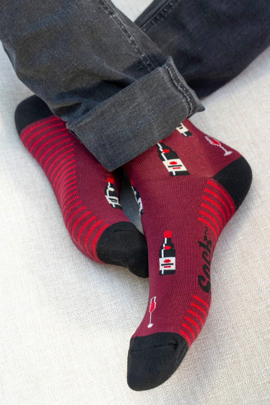 Men's Bamboo Socks - Burgundy/Black, Red Wine