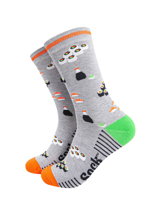 mens-bamboo-socks-light-grey-orange-sushi-maki-rolls