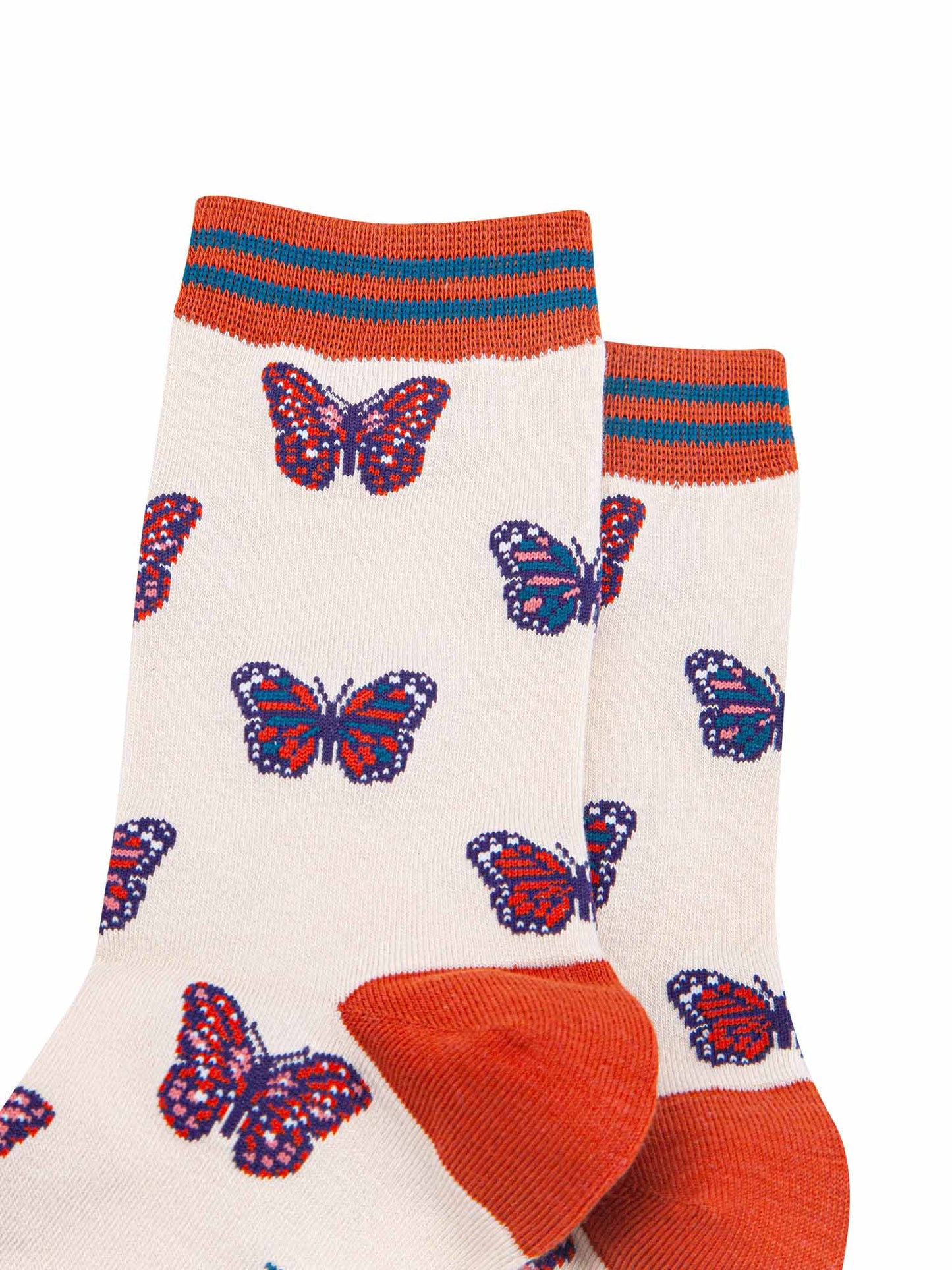 Butterfly Bamboo Socks in Cream/Orange