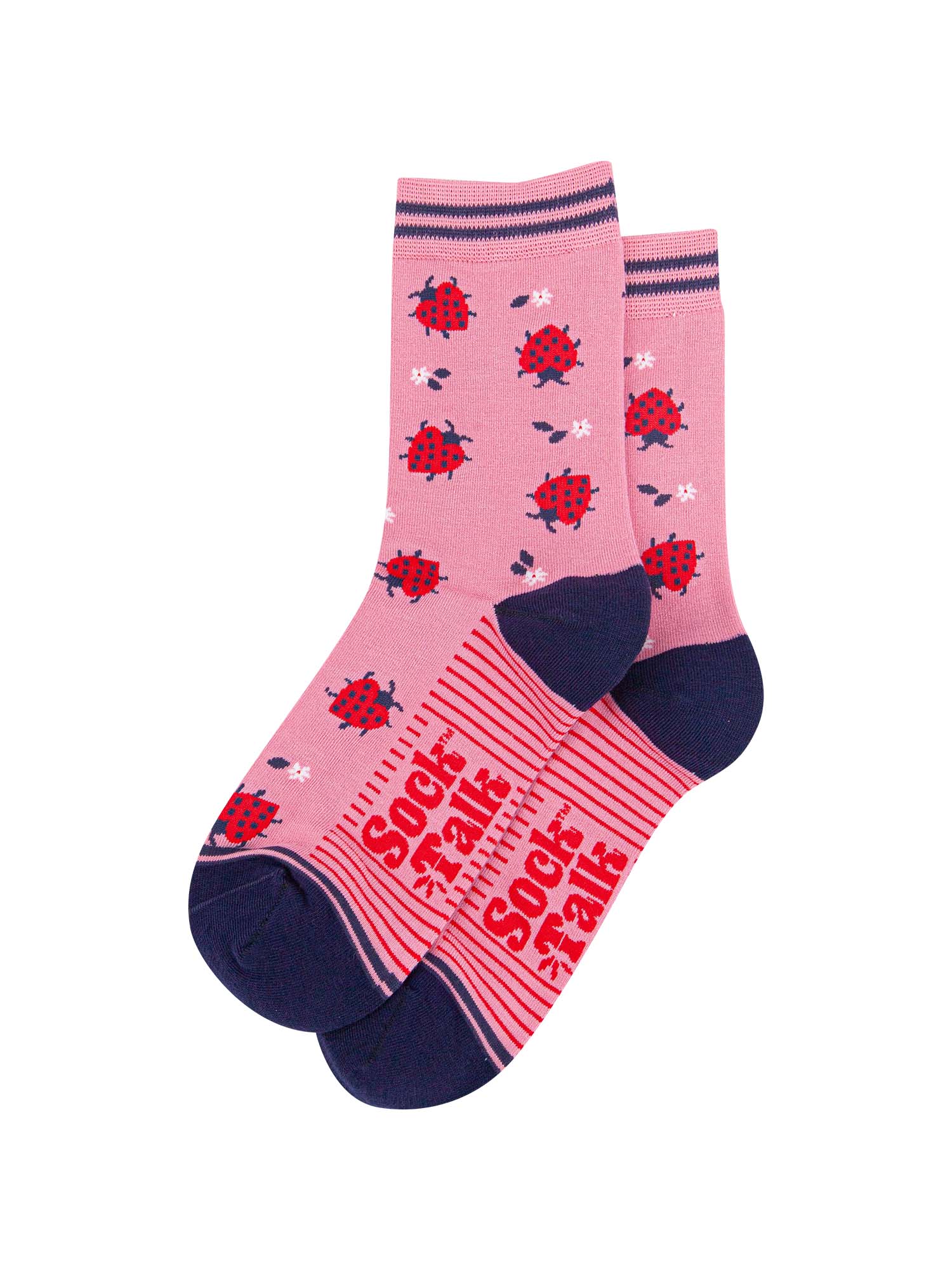 womens-bamboo-socks-pink-ladybird-laying-flat-red-ladybird-pattern-covers-the-design