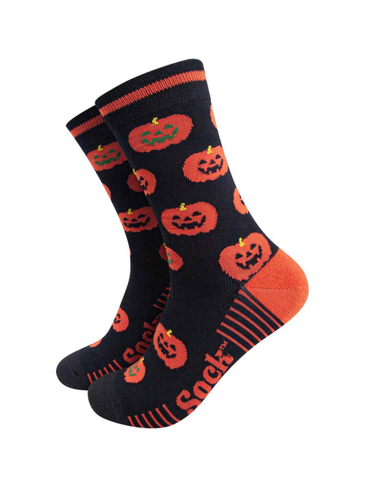 Halloween Pumpkin Bamboo Socks in Black