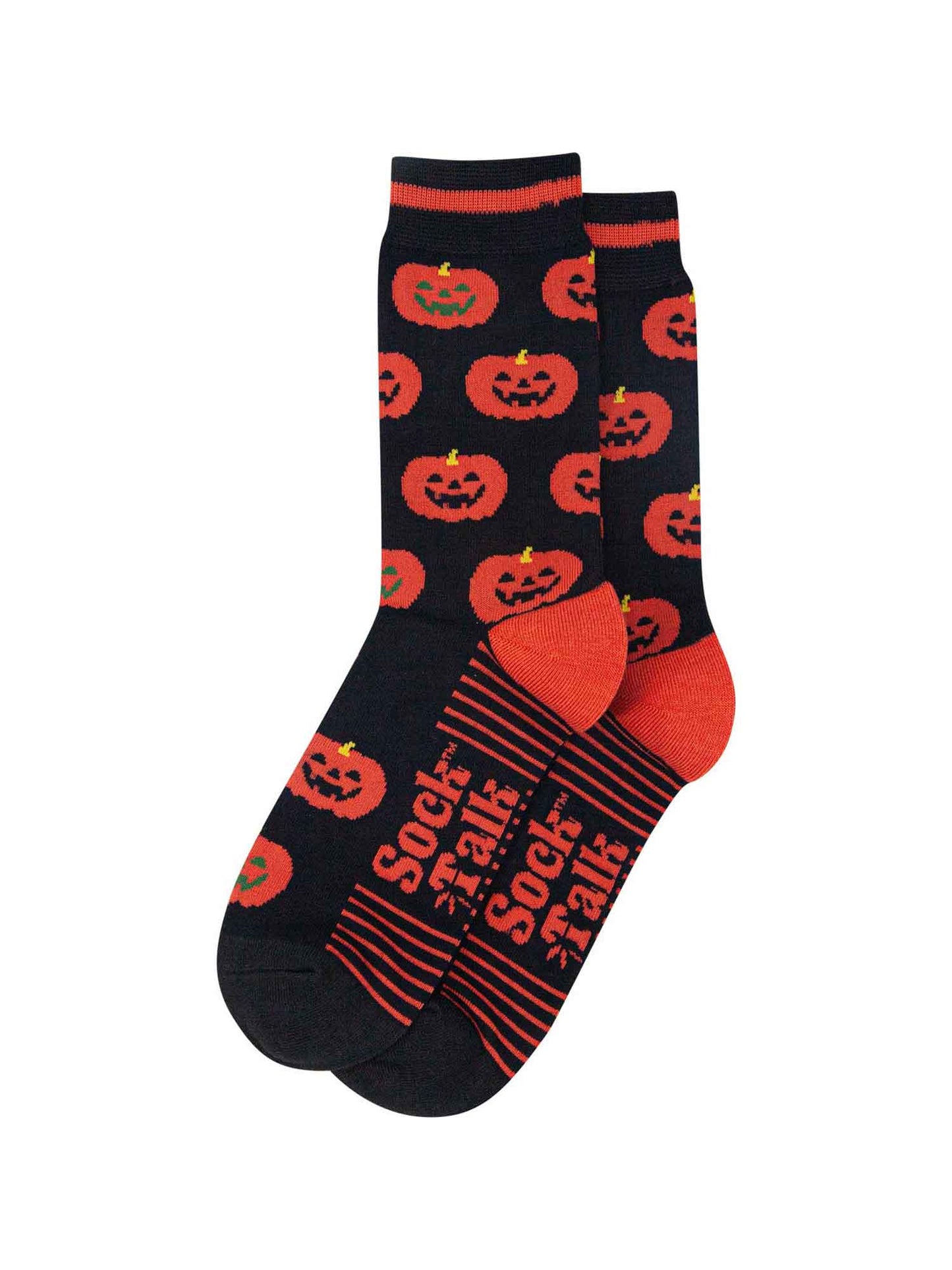 mens-bamboo-socks-black-pumpkins-laying-flat