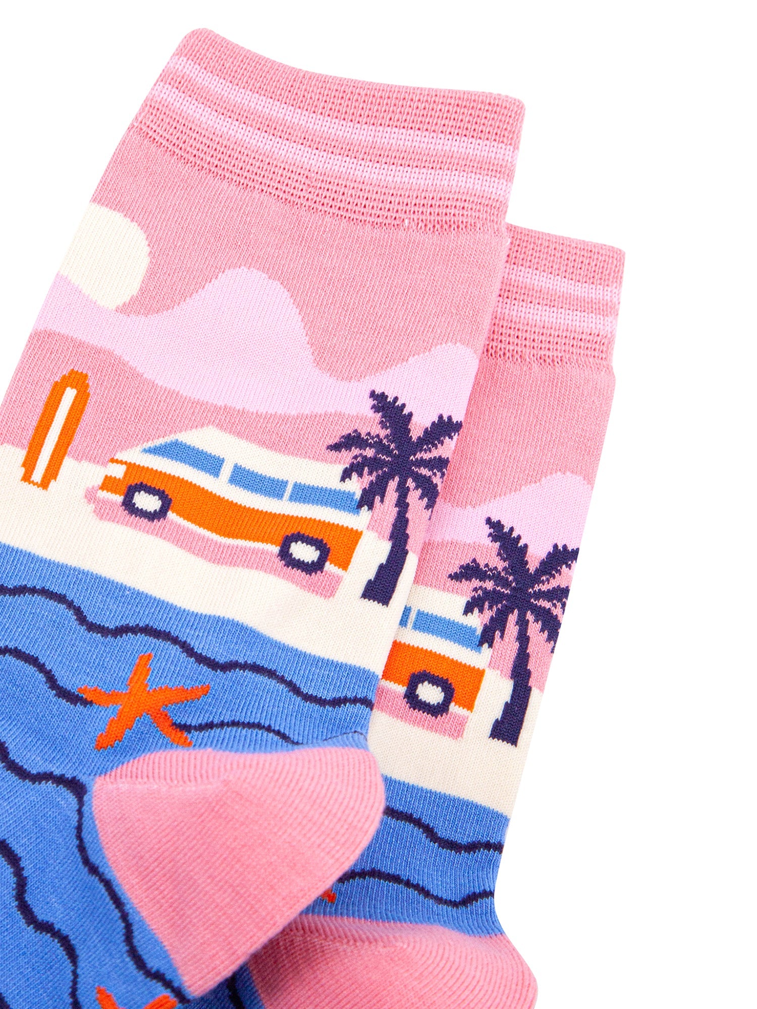Beach-Campervan-Bamboo-Socks-in-Pink-Closeup