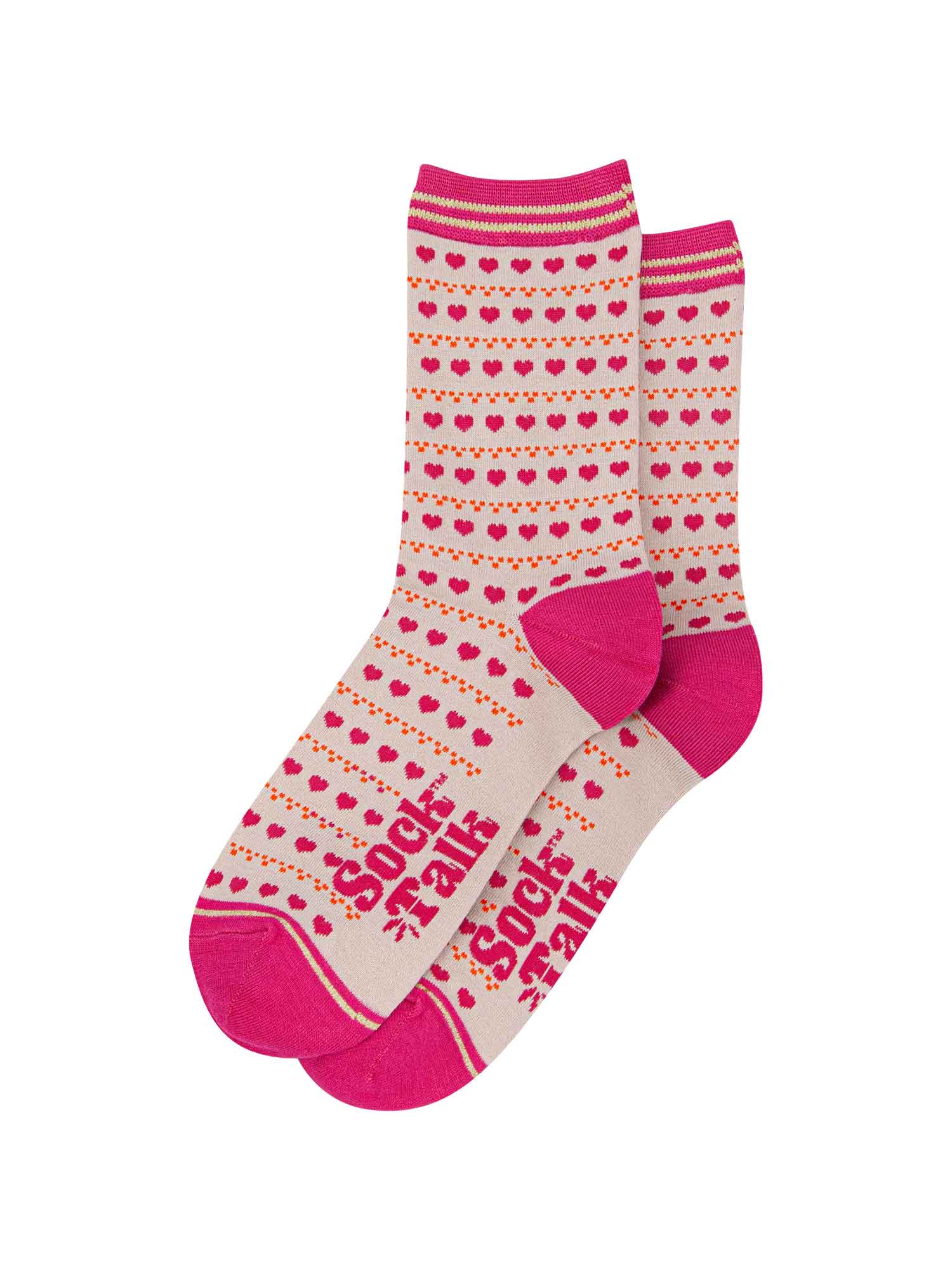 ladies pink valentine's day love heart ankle socks