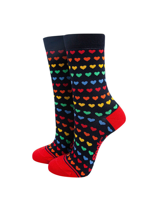 Rainbow-Love-Hearts-Bamboo-Socks-in-Navy-Mannequin