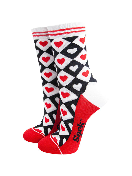 Love-Heart-Diamonds-Bamboo-Socks-in-Red-Mannequin