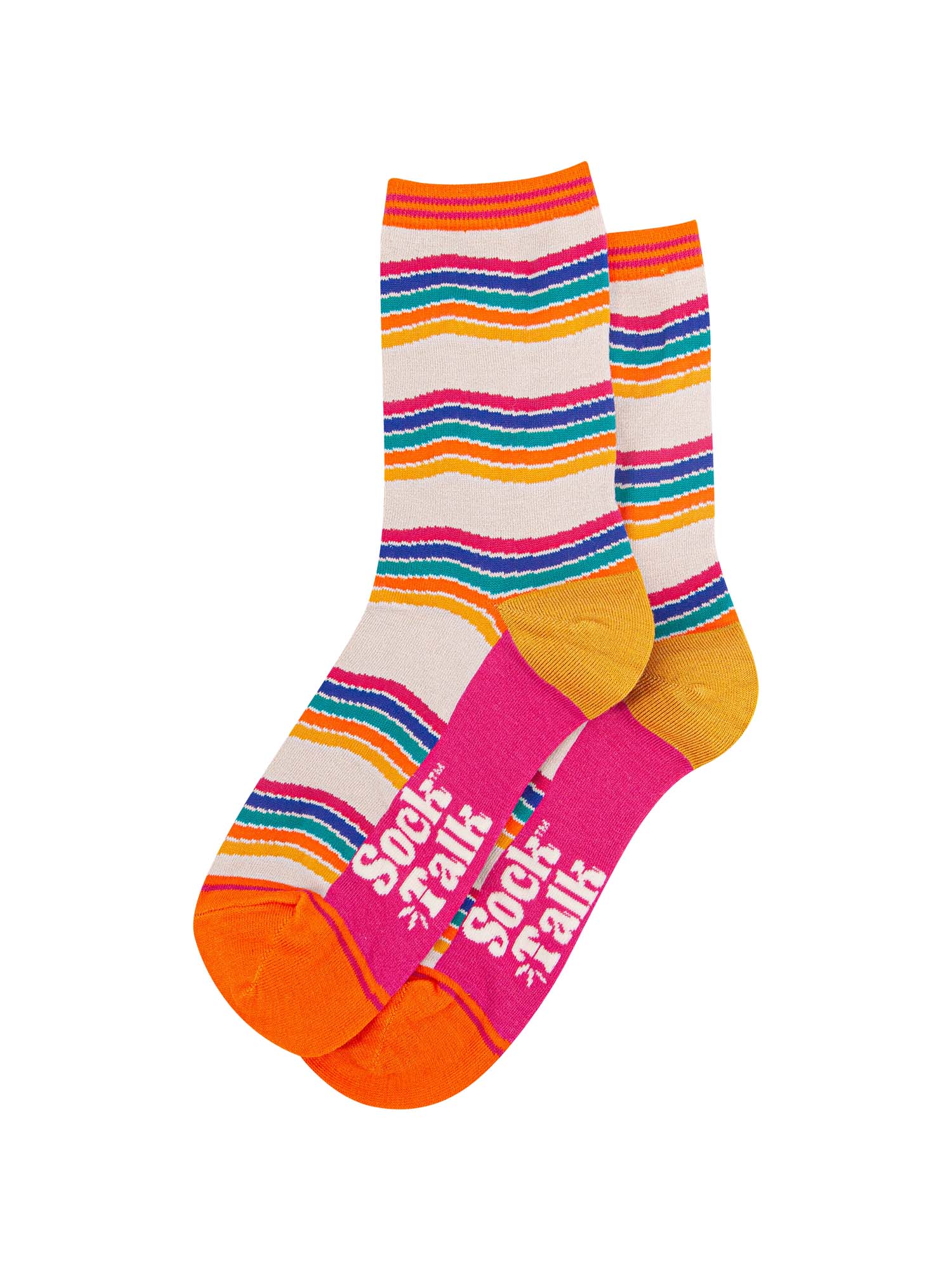 wavy striped multicoloured bamboo ankle socks