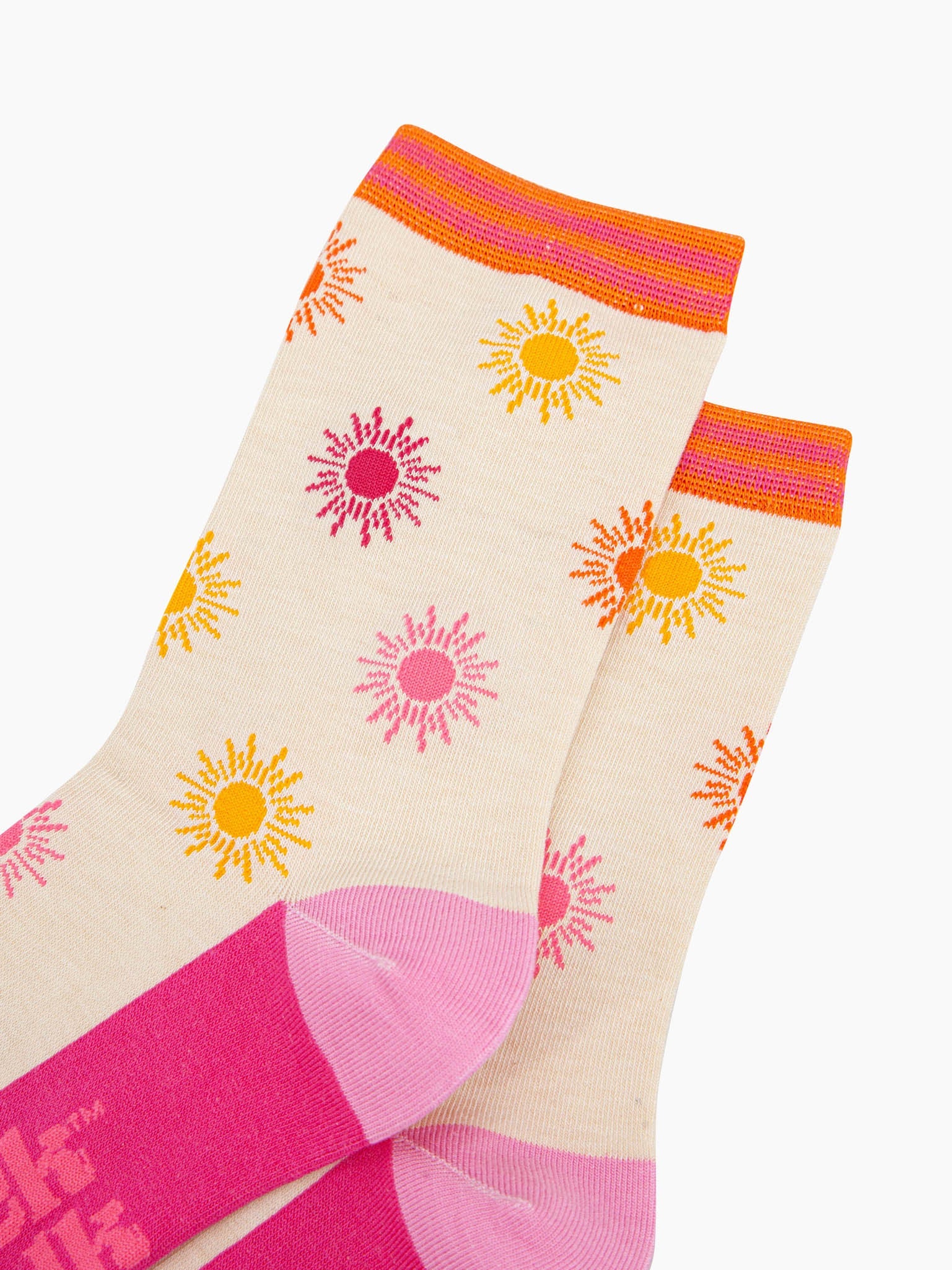 womens-bamboo-socks-cream-multi-sunshine-close-up-summer-suns-are-hot-pink-yellow-orange-light-pink