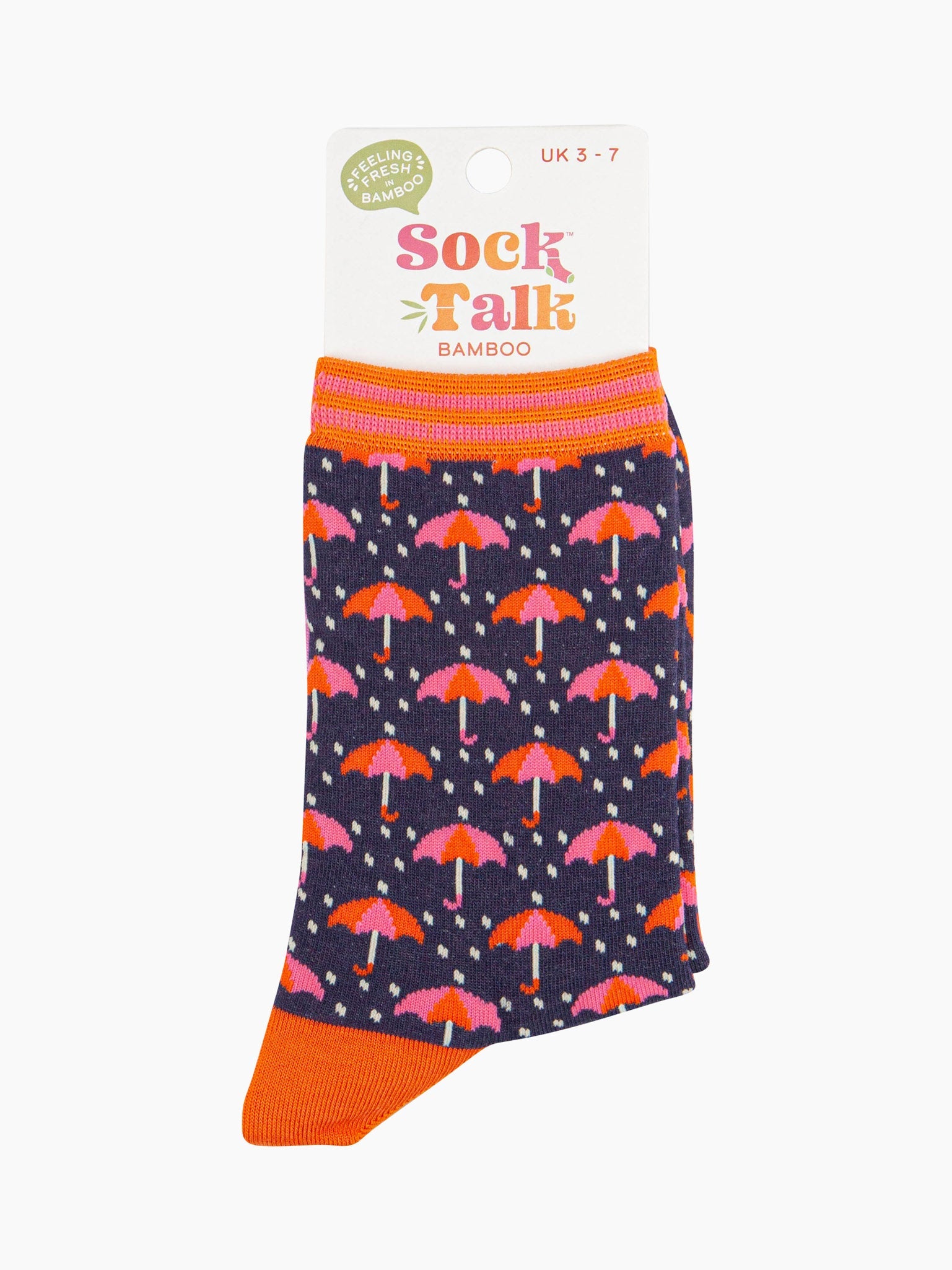 womens-bamboo-socks-navy-umbrellas-and-raindrops-in-sock-talk-packaging-uk-size-3-7
