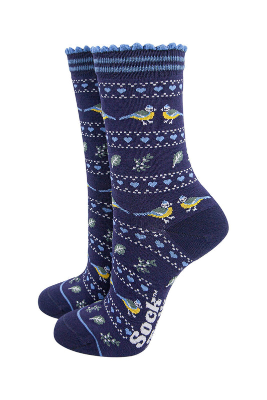 womens-bamboo-socks-navy-blue-blue-tit-fair-isle-garden-birds