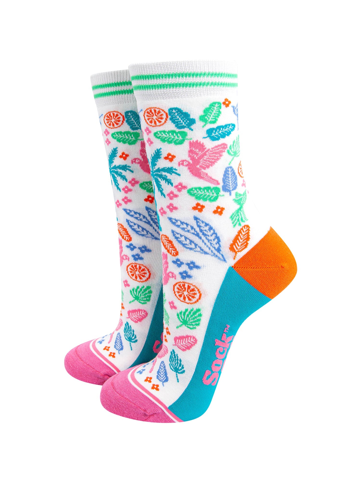 Tropical-Rainforest-Parrot-Bamboo-Socks-in-Multi-On-Mannequin