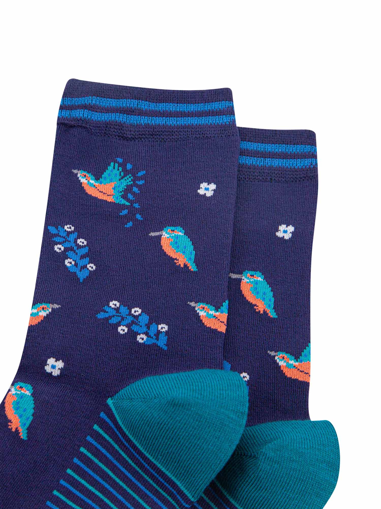 womens-bamboo-socks-navy-blue-teal-kingfishers-close-up