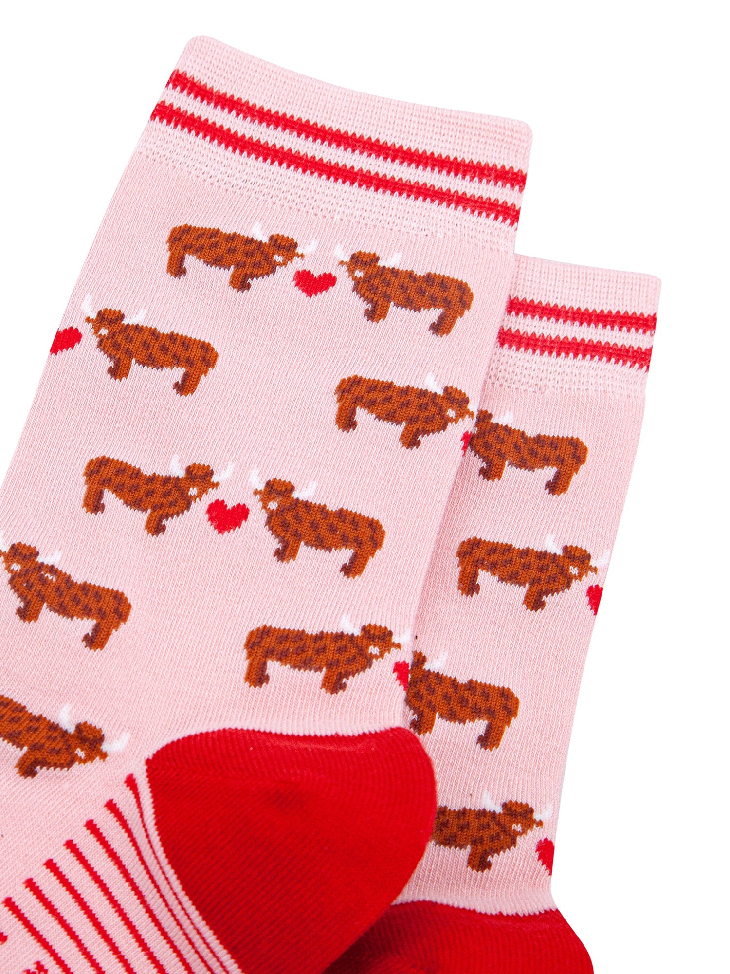 Highland-Cow-Hearts-Bamboo-Socks-in-Pink-Close-Up