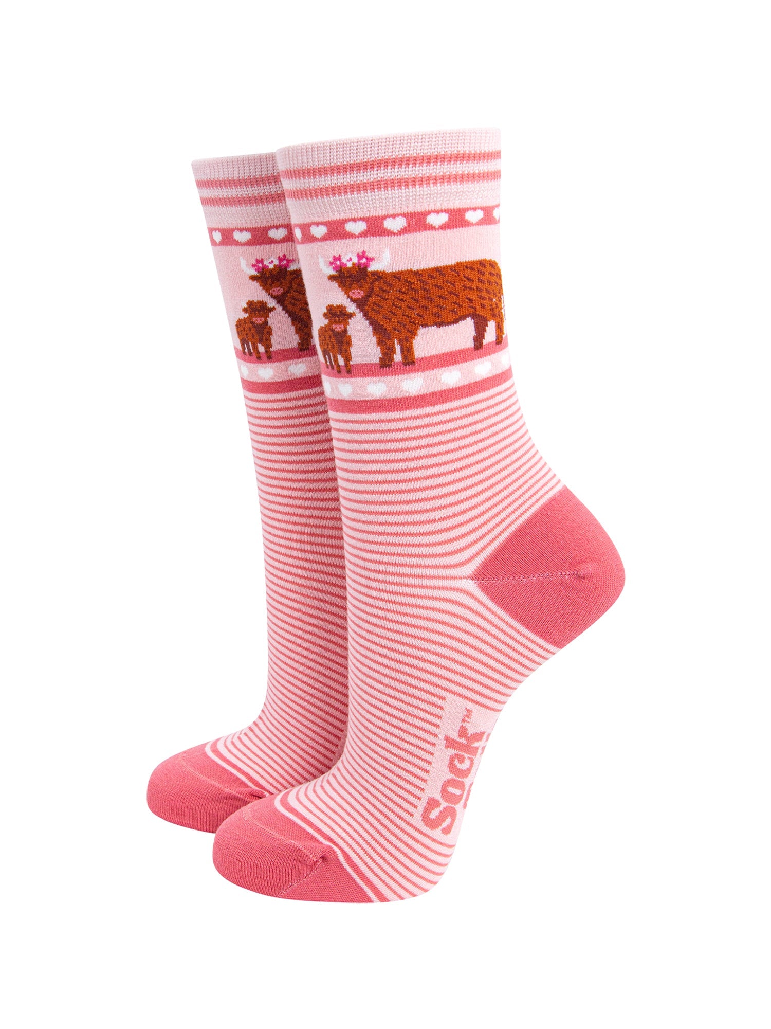 Highland-Cow-Calf-Striped-Bamboo-Socks-in-Pink-mannequin