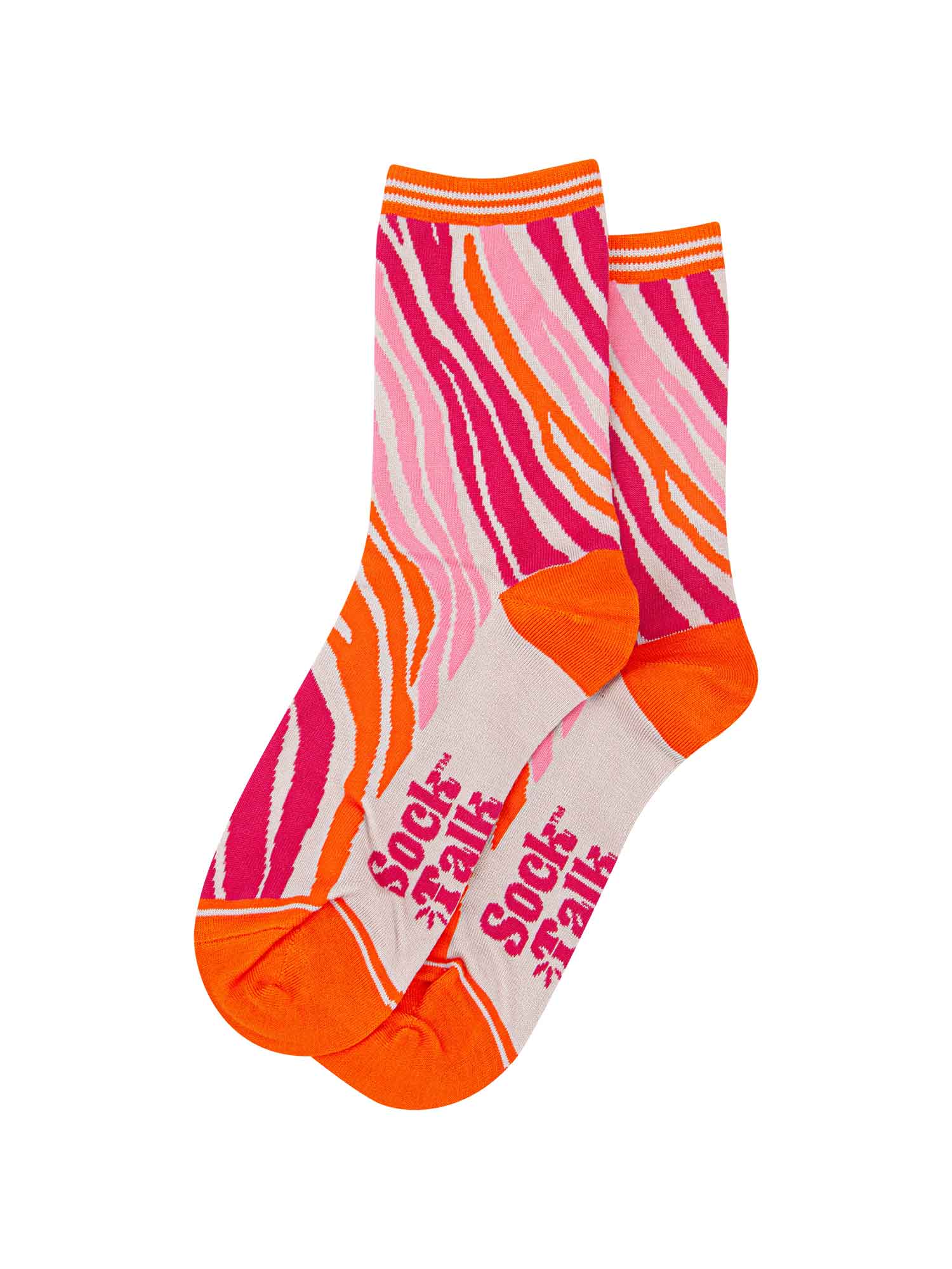 pink and orange zebra pattern bamboo ankle socks