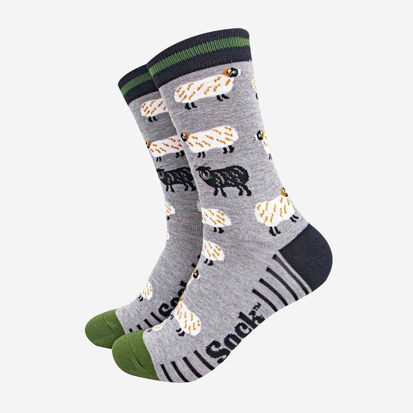 mens-bamboo-socks-grey-marl-green-black-sheep-farming