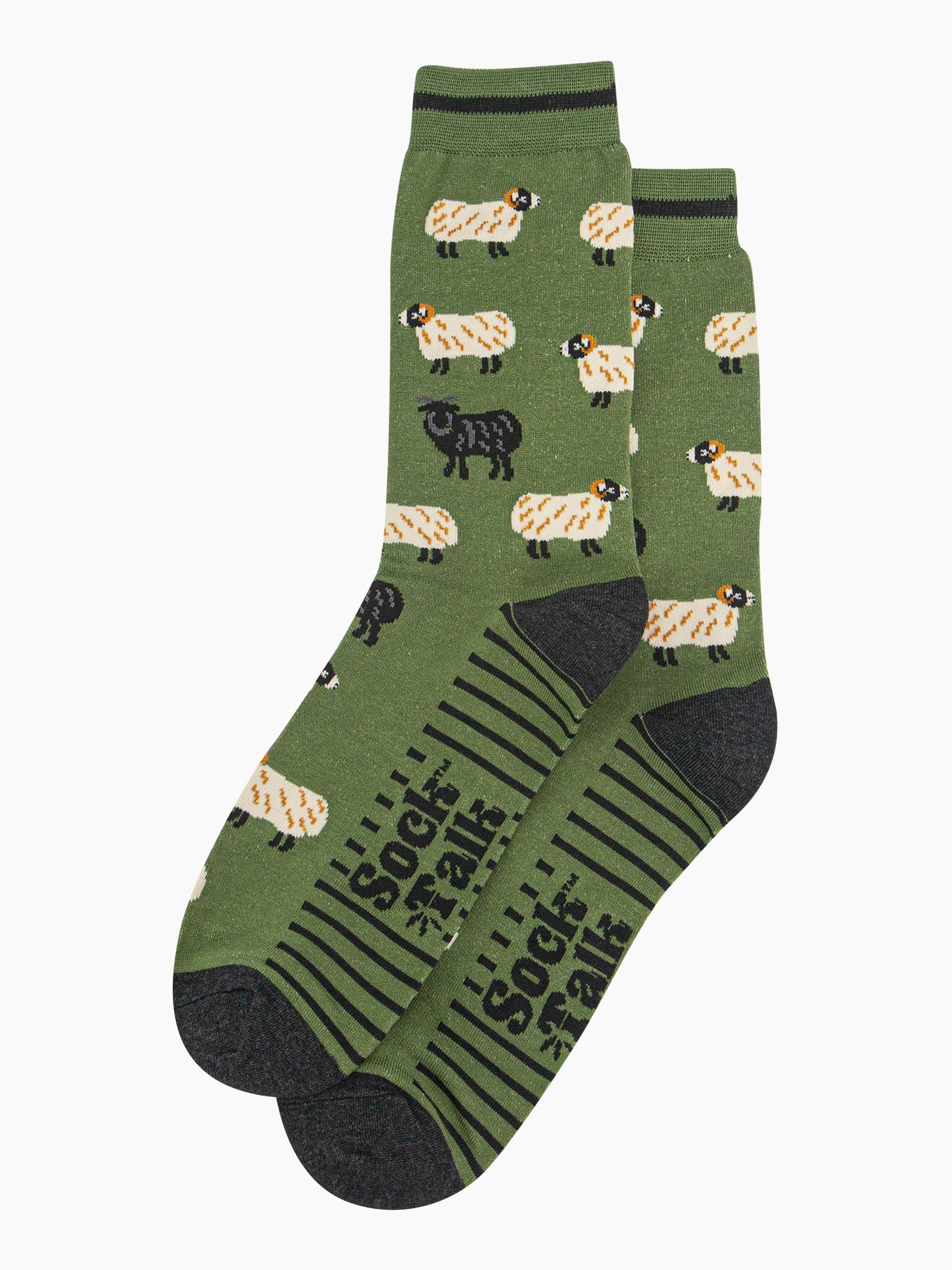 mens-bamboo-socks-green-black-sheep-laying-flat
