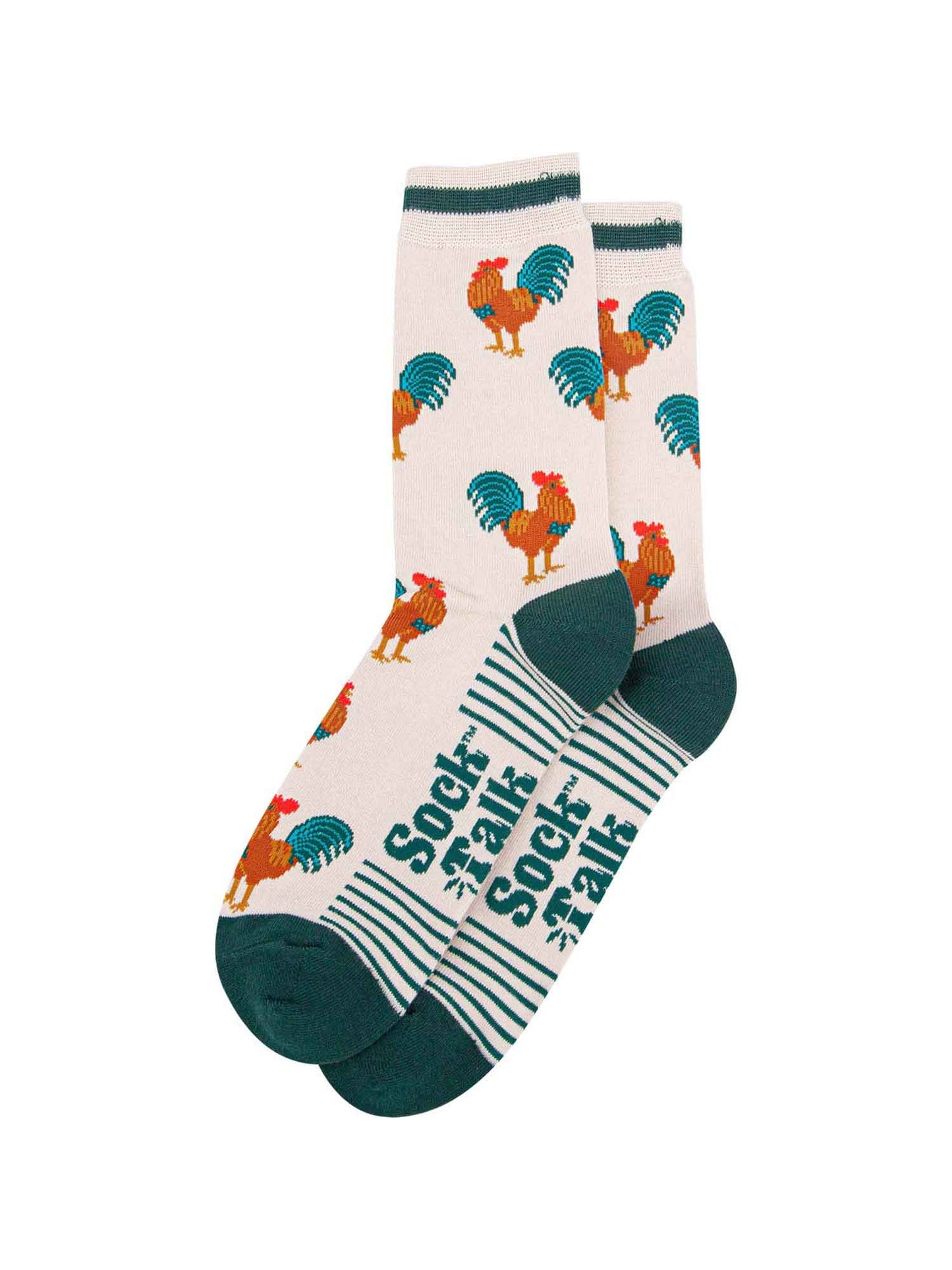 mens-bamboo-socks-cream-green-rooster-laying-flat