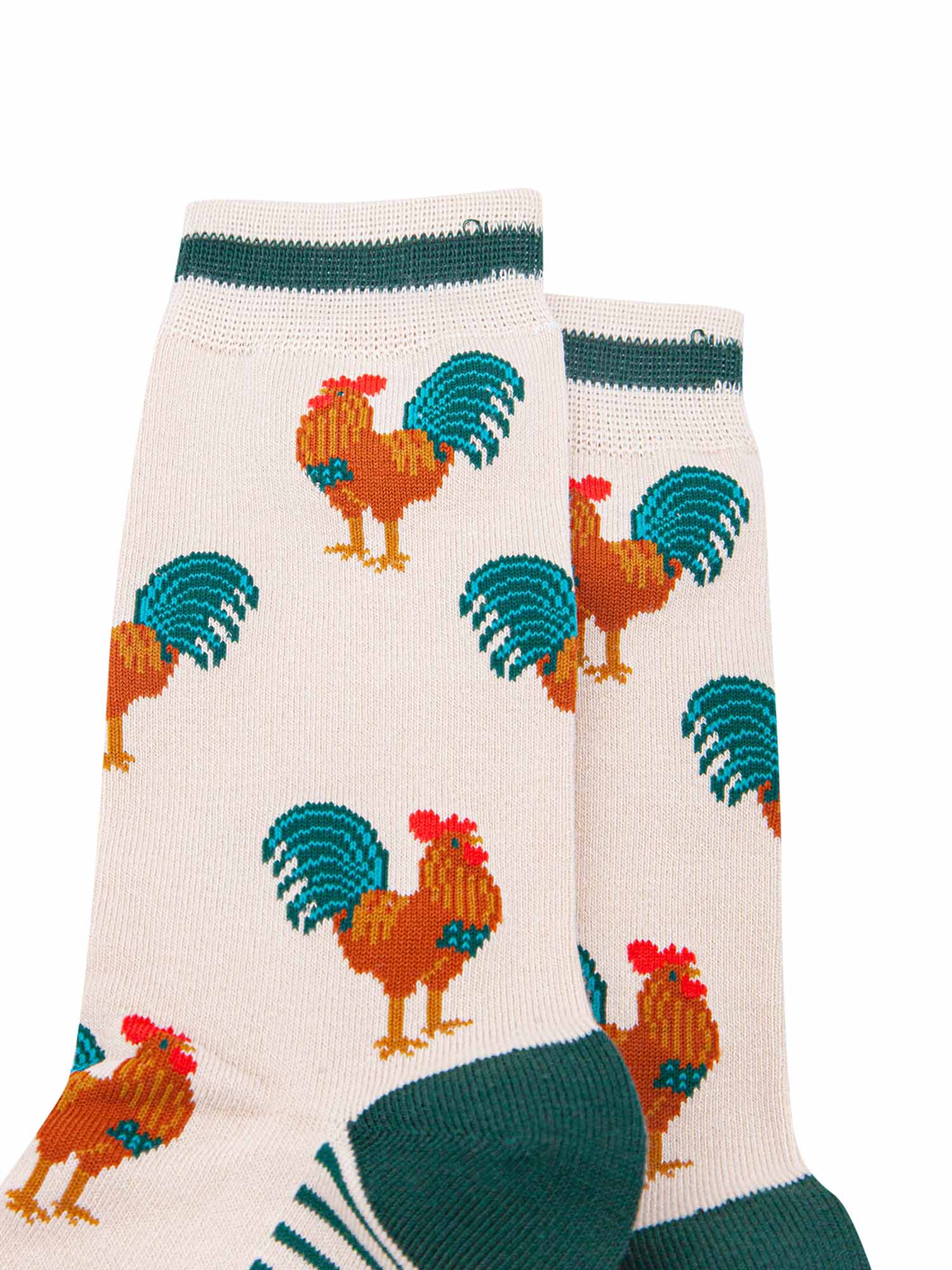 mens-bamboo-socks-cream-green-rooster-close-up