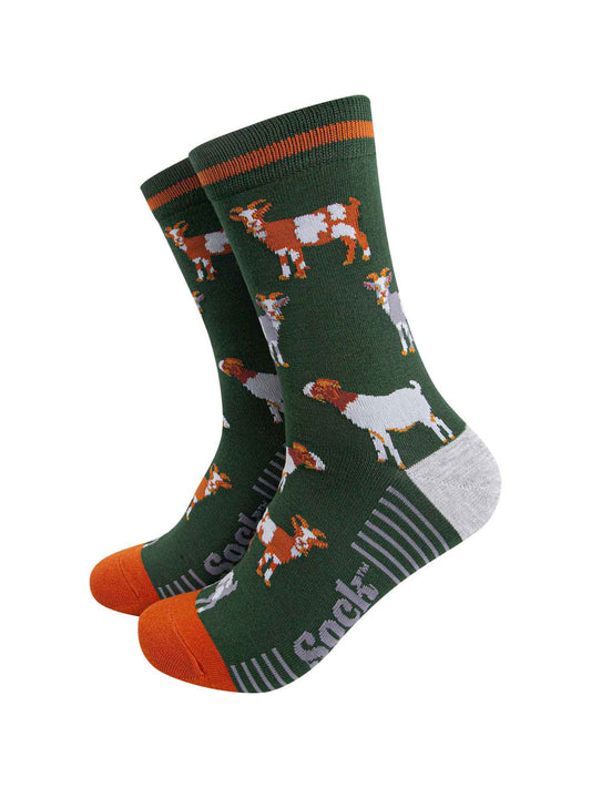 mens-bamboo-socks-khaki-tan-goats-farm-animals