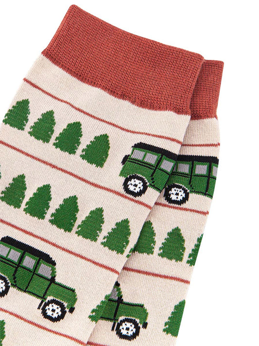 close up of the green tree pattern and green off road vehicle design