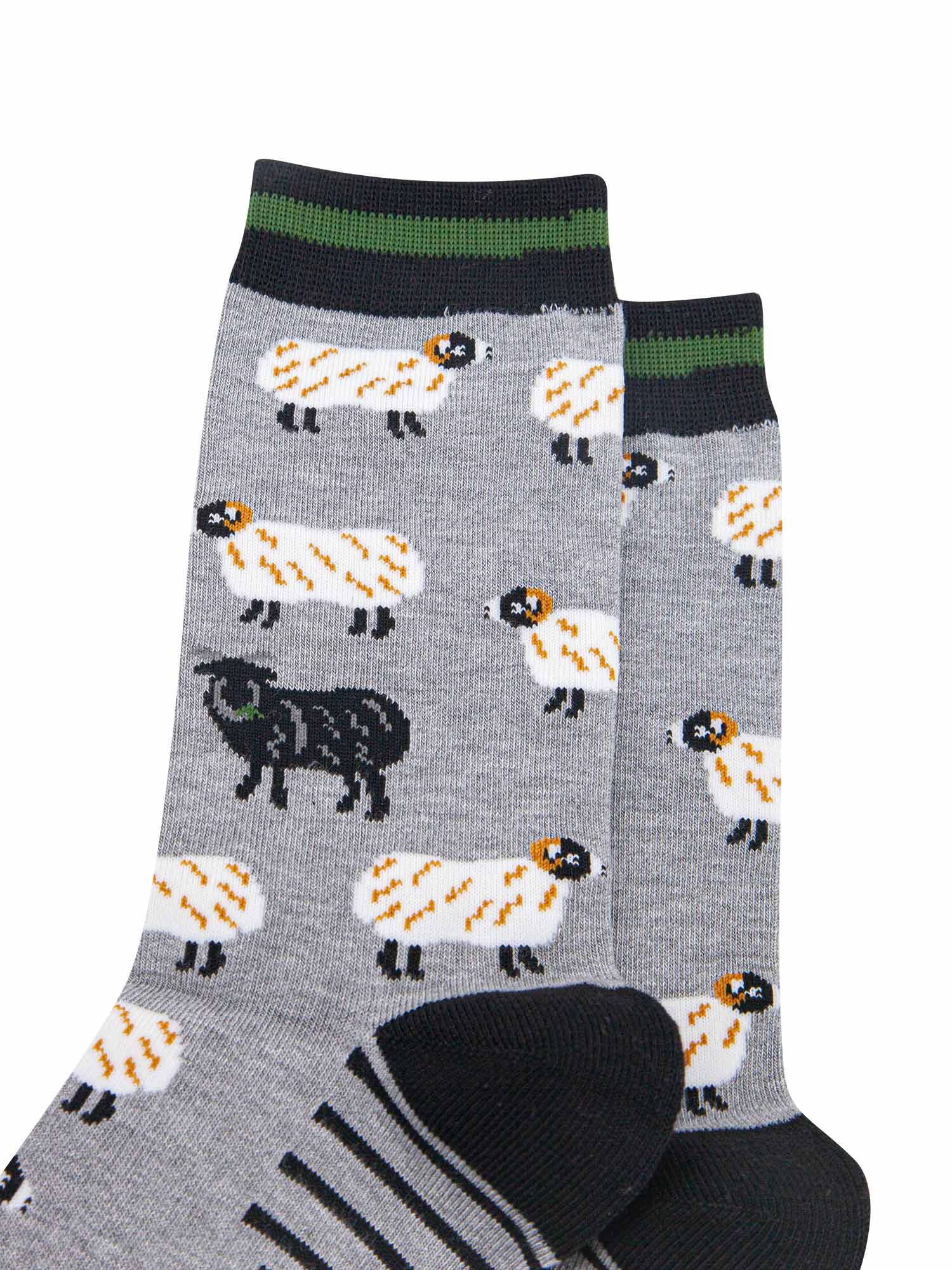 mens-bamboo-socks-grey-marl-green-sheep-and-sheepdog-close-up
