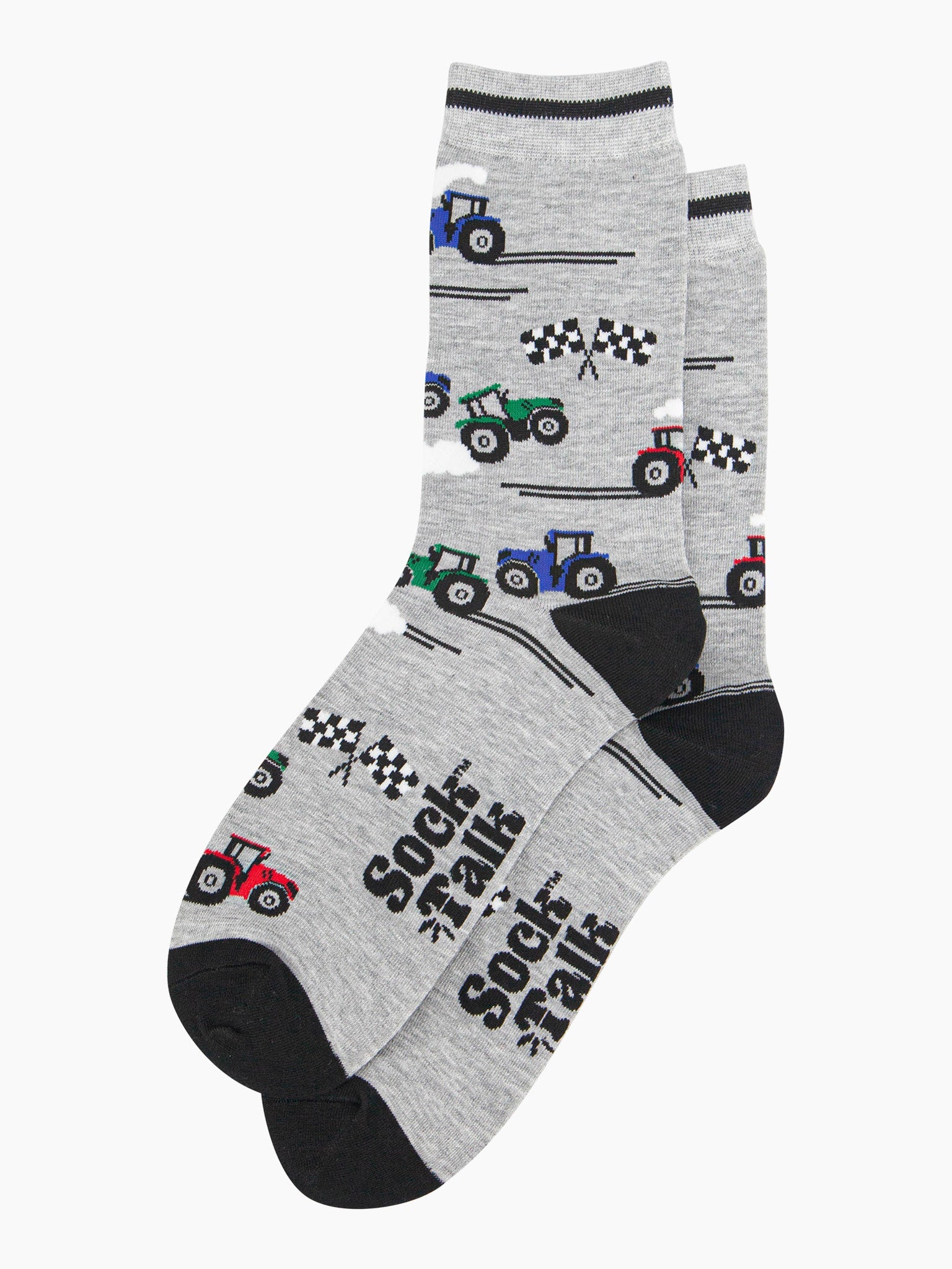 mens-bamboo-socks-grey-tractor-racing-laying-flat