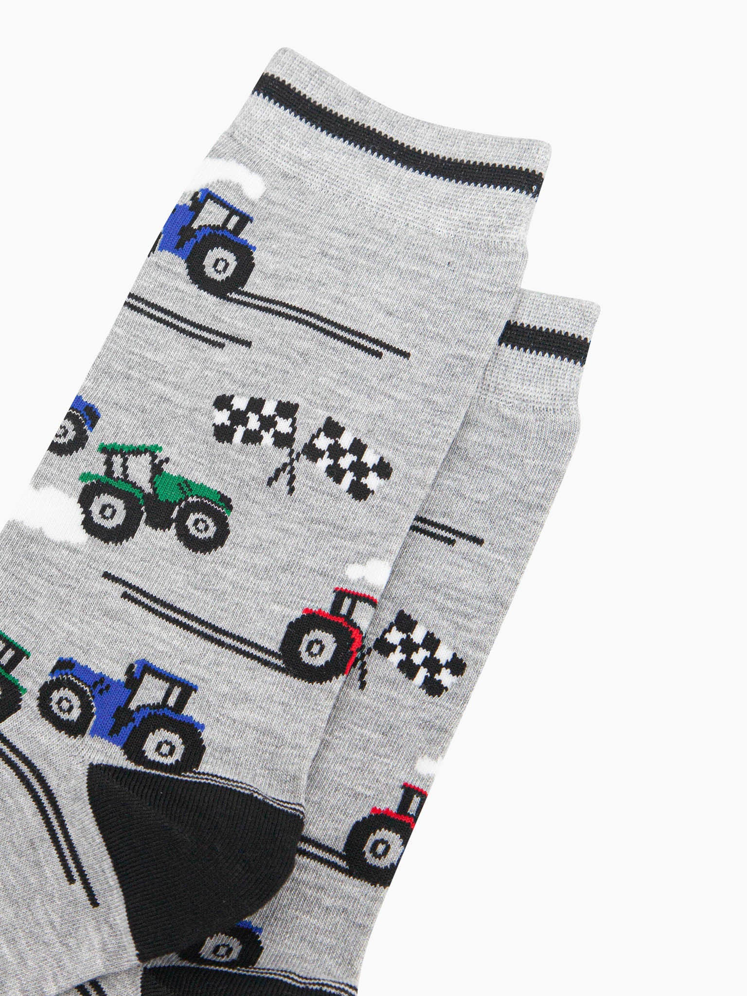 mens-bamboo-socks-grey-tractor-racing-close-up-green-blue-red-racing-farm-vehicles