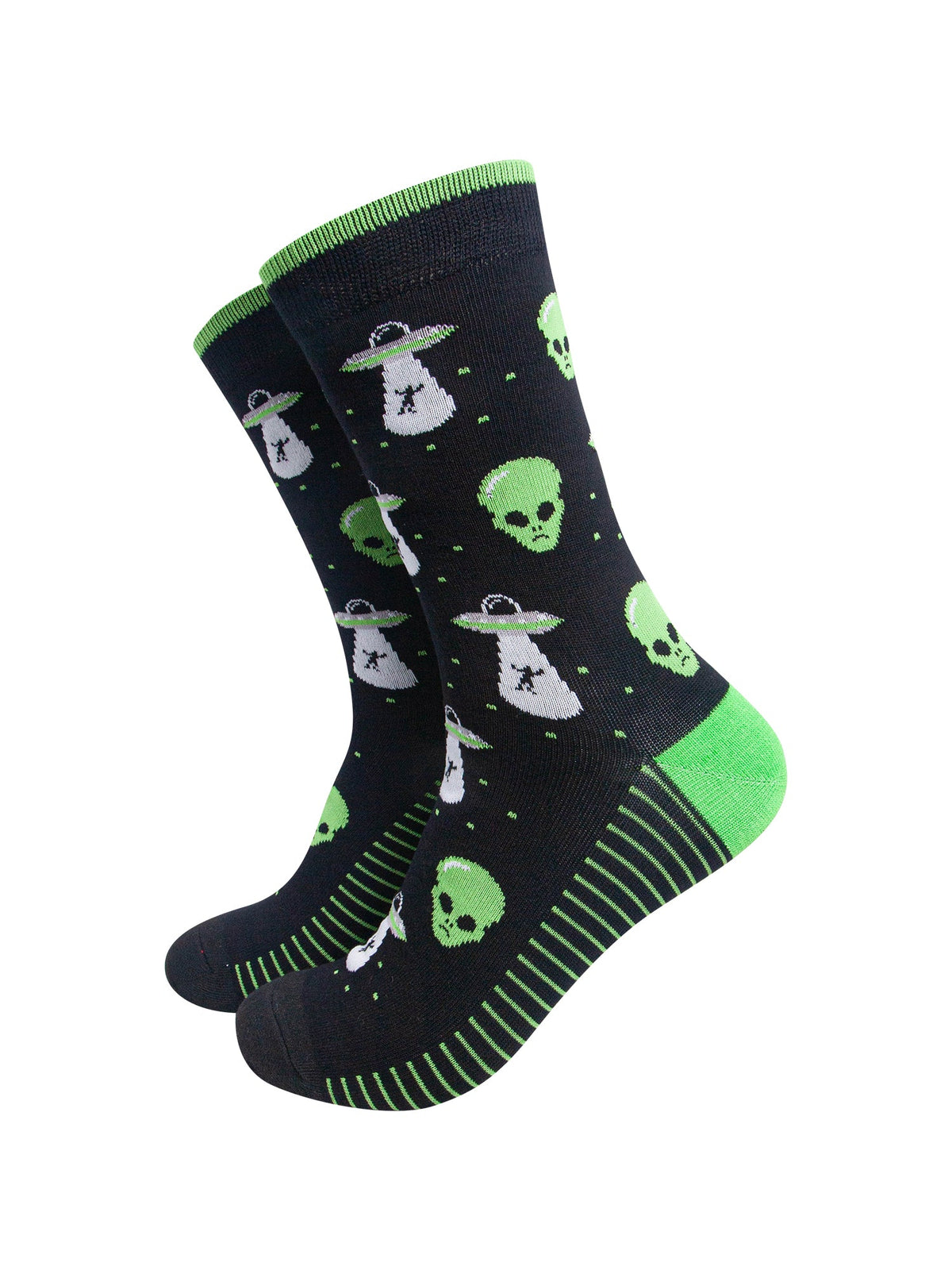 Alien-&-UFO-Men's-Bamboo-Socks-in-Black-On-Mannequin