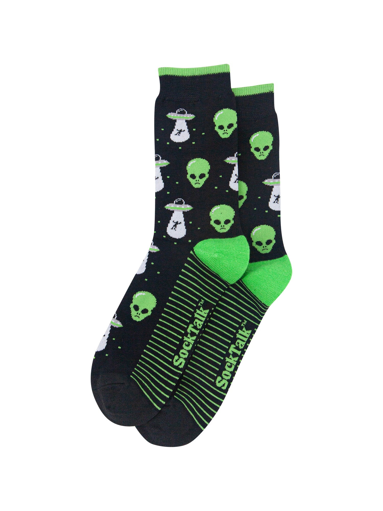 Alien-&-UFO-Men's-Bamboo-Socks-in-Black-Laid-Flat