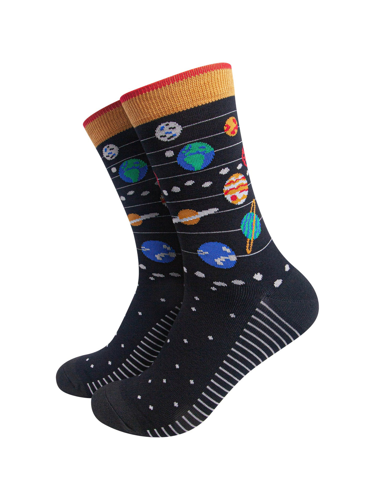 Solar-System-Men's-Bamboo-Socks-in-Black-On-Mannequin