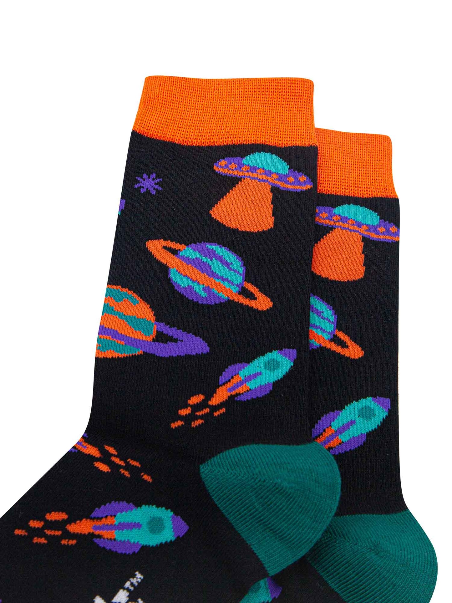 Space Invasion Bamboo Socks in Black/Multi