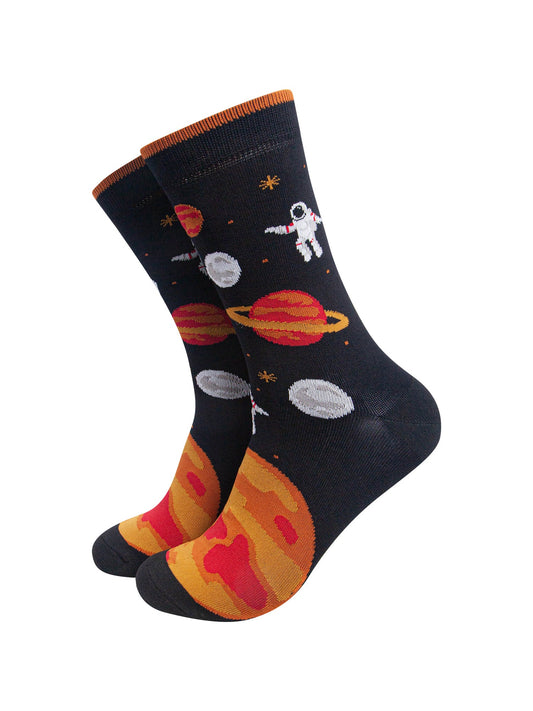 Astronaut-Men's-Bamboo-Socks-in-Black-On-Mannequin