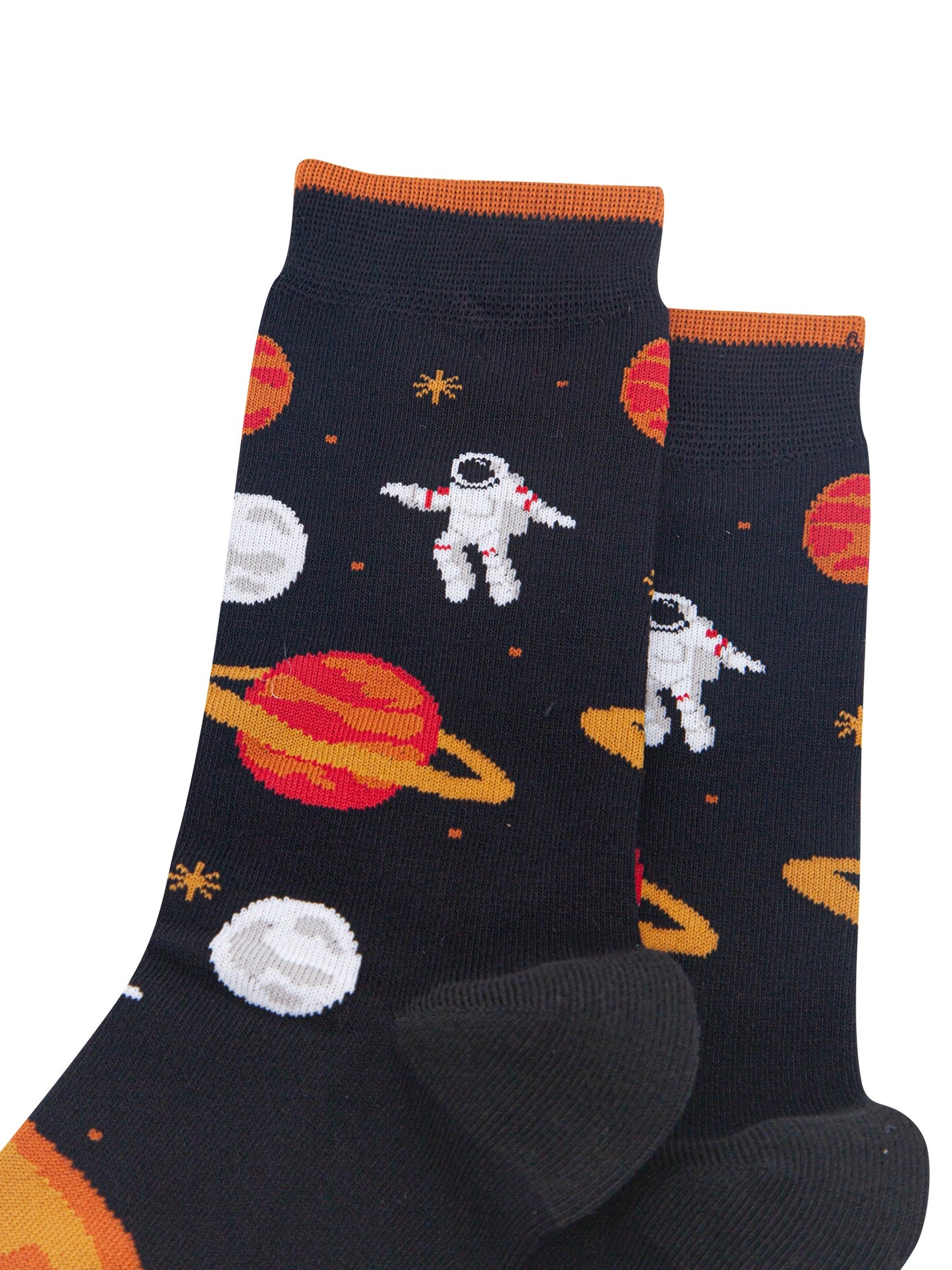 Astronaut-Men's-Bamboo-Socks-in-Black-Close-Up