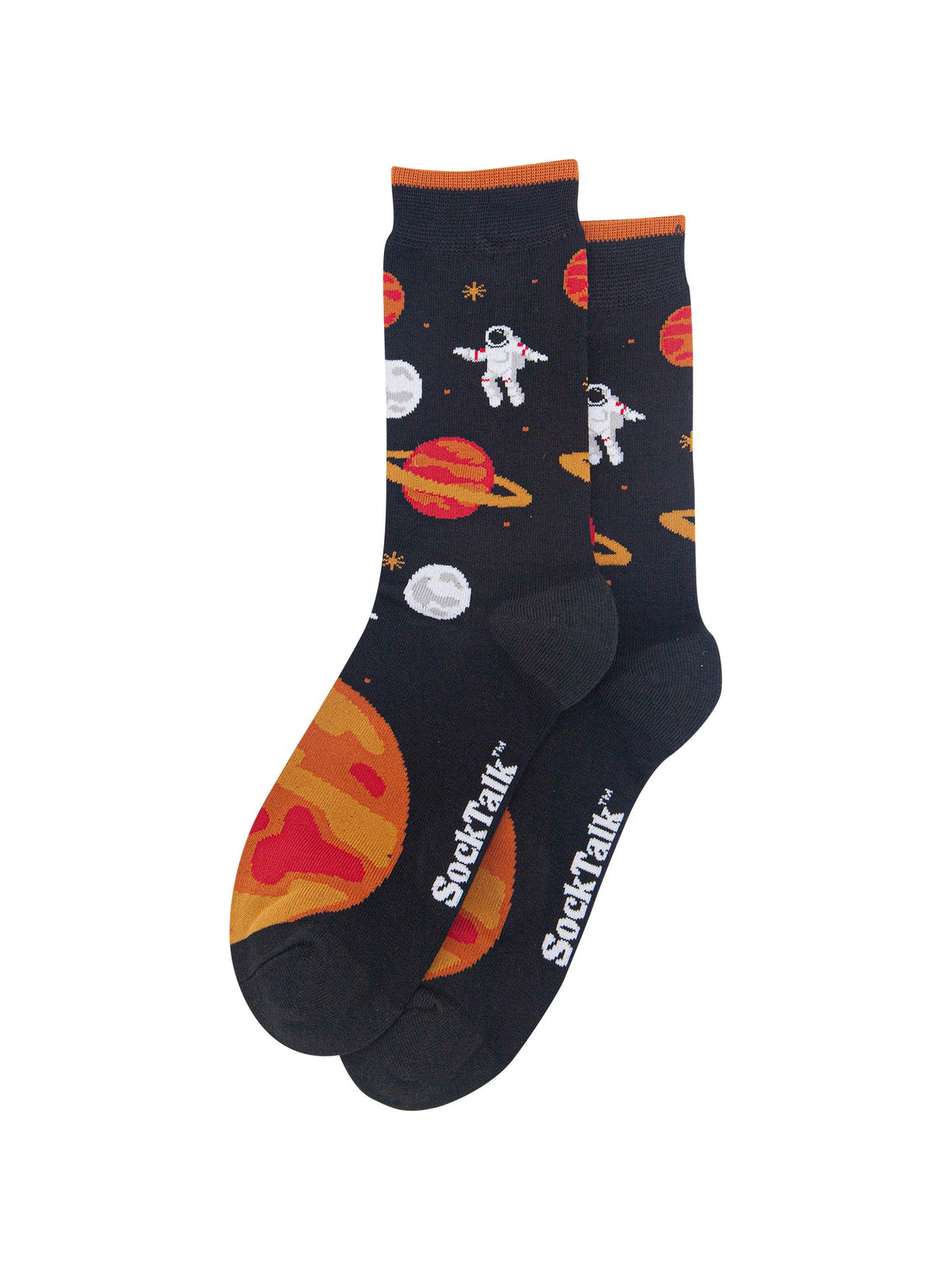Astronaut-Men's-Bamboo-Socks-in-Black-Laid-Flat