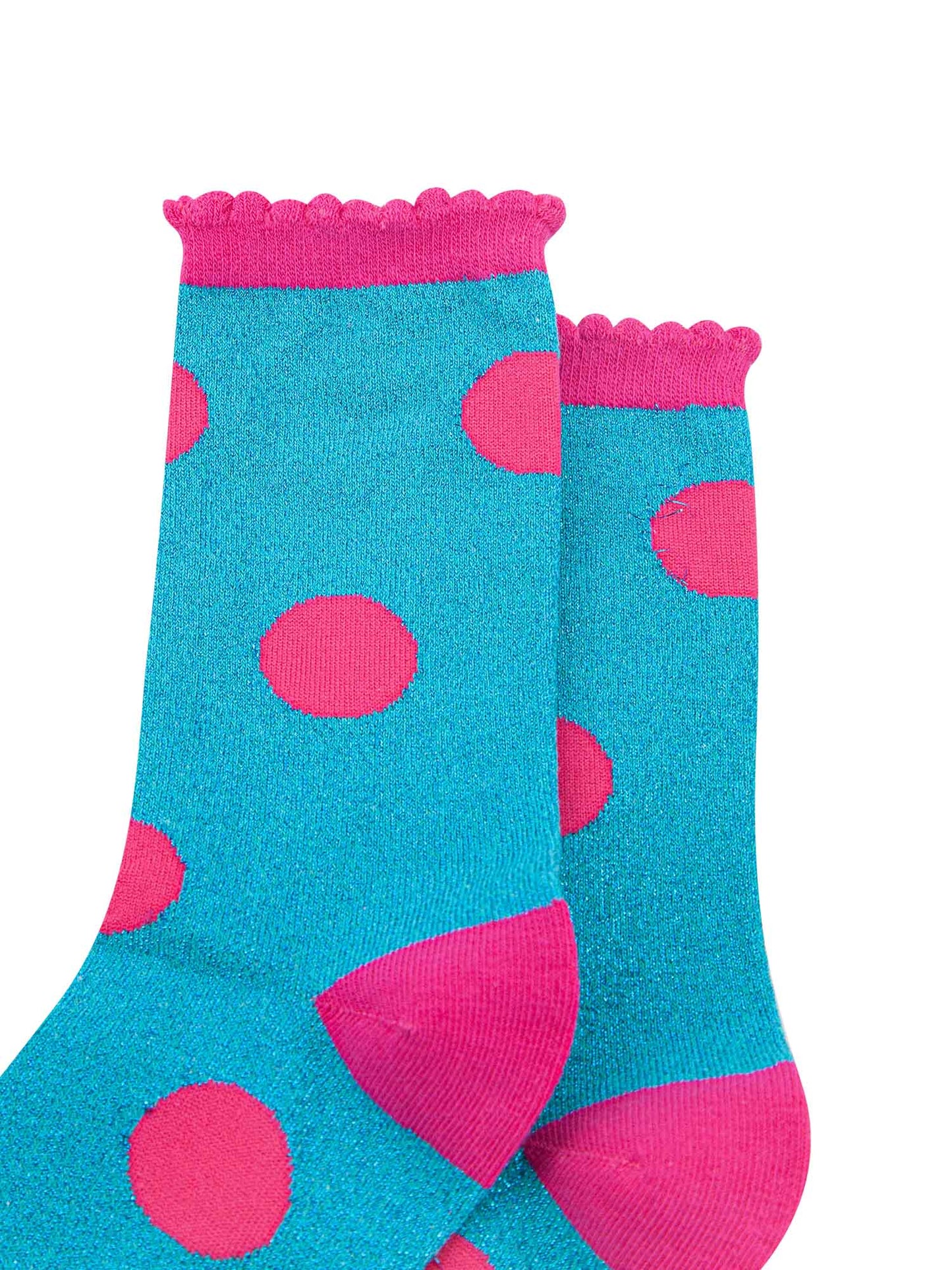 close up of the sparkly glitter material of the cotton ankle socks