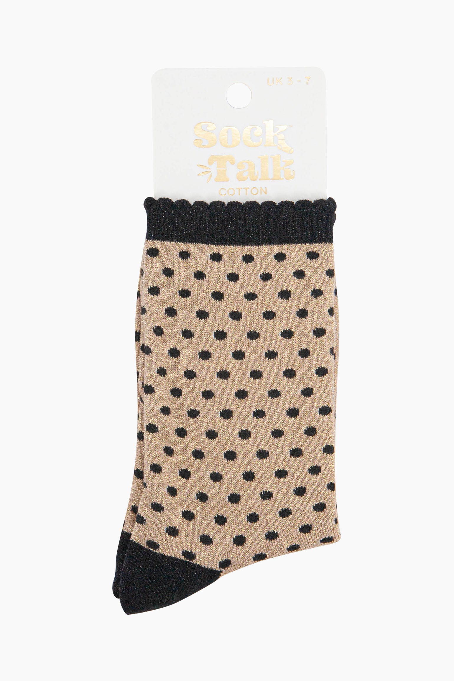 womens-glitter-socks-gold-black-polka-dots-in-sock-talk-packaging-uk-size-3-7